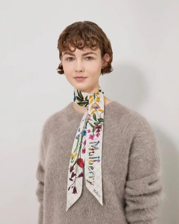 Skinny Scarf – Wild Floral Eggshell Recycled Polyester Skinny Scarf – Wild Floral Eggshell Recycled Polyester