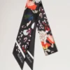 Skinny Scarf – Winter Floral Black Recycled Polyester