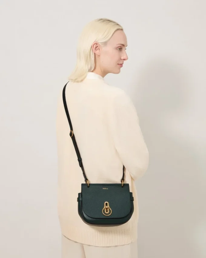 Small Amberley Satchel Mulberry Green Small Classic Grain