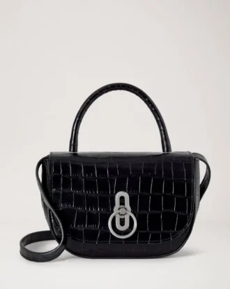 Small Amberley Top Handle Black Shiny Small Croc