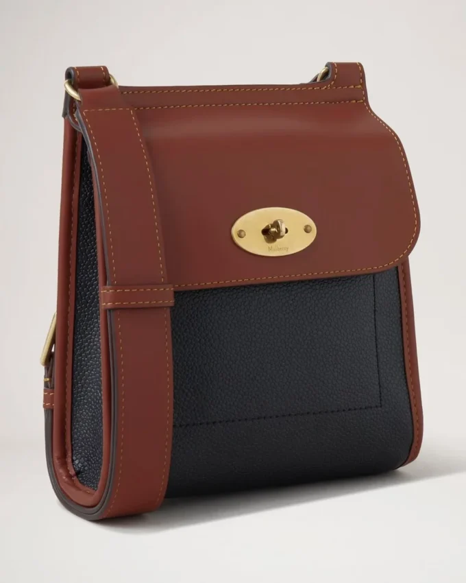 Small Antony Black & Cognac Bioveg Scotchgrain & Flat Calf Small Antony Black & Cognac Bioveg Scotchgrain & Flat Calf