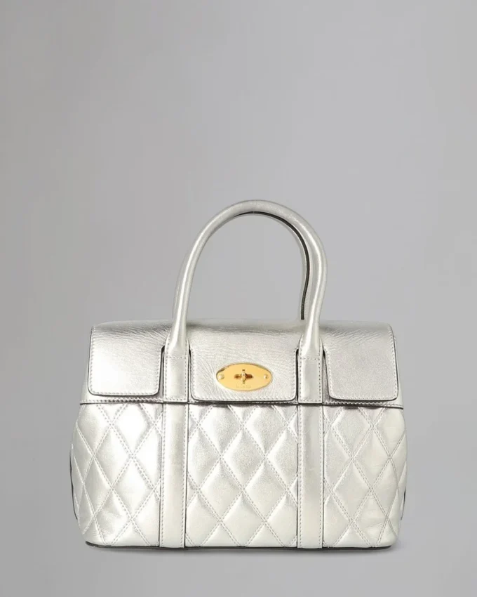 Small Bayswater Pre-Loved Light Silver Quilted Smooth Calf Small Bayswater Pre-Loved Light Silver Quilted Smooth Calf