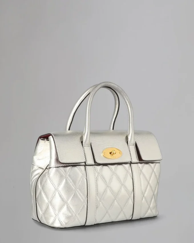 Small Bayswater Pre-Loved Light Silver Quilted Smooth Calf Small Bayswater Pre-Loved Light Silver Quilted Smooth Calf