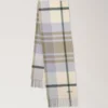 Small Check Merino Wool Scarf Eggshell & Olive Merino Wool Small Check Merino Wool Scarf Eggshell & Olive Merino Wool