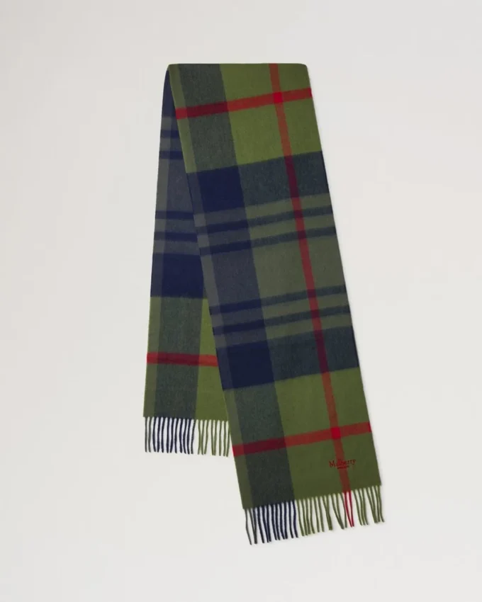 Small Check Merino Wool Scarf Fern & Dark Green Merino Wool Small Check Merino Wool Scarf Fern & Dark Green Merino Wool