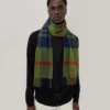 Small Check Merino Wool Scarf Fern & Dark Green Merino Wool Small Check Merino Wool Scarf Fern & Dark Green Merino Wool