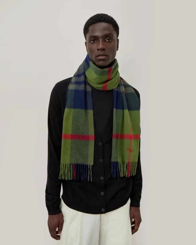 Small Check Merino Wool Scarf Fern & Dark Green Merino Wool Small Check Merino Wool Scarf Fern & Dark Green Merino Wool