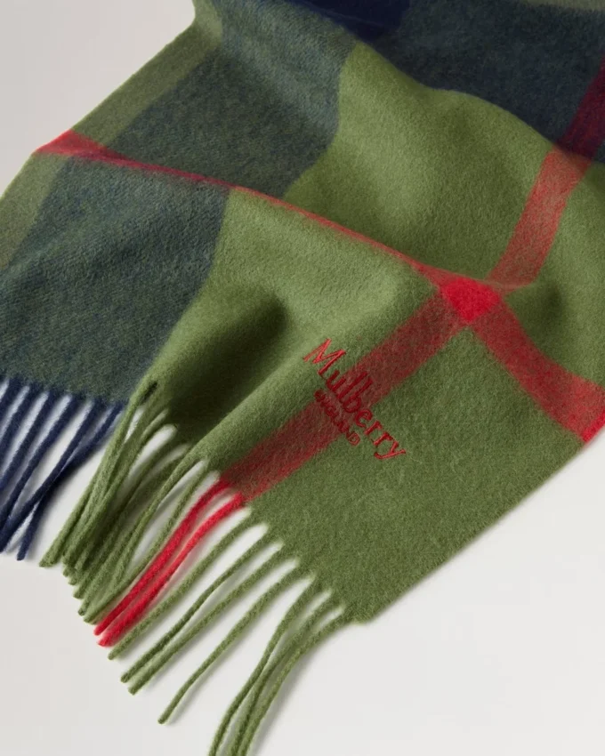 Small Check Merino Wool Scarf Fern & Dark Green Merino Wool Small Check Merino Wool Scarf Fern & Dark Green Merino Wool