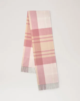 Small Check Merino Wool Scarf Pink Scrumpy & Crumpet Merino Wool