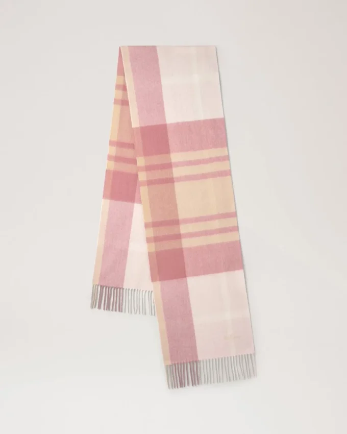 Small Check Merino Wool Scarf Pink Scrumpy & Crumpet Merino Wool Small Check Merino Wool Scarf Pink Scrumpy & Crumpet Merino Wool