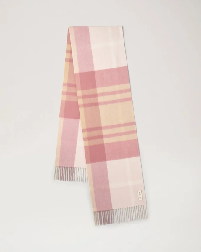 Small Check Merino Wool Scarf Pink Scrumpy & Crumpet Merino Wool Small Check Merino Wool Scarf Pink Scrumpy & Crumpet Merino Wool