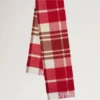 Small Check Merino Wool Scarf Scarlet Red & Bright Oak Merino Wool Small Check Merino Wool Scarf Scarlet Red & Bright Oak Merino Wool