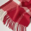 Small Check Merino Wool Scarf Scarlet Red & Bright Oak Merino Wool Small Check Merino Wool Scarf Scarlet Red & Bright Oak Merino Wool