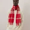 Small Check Merino Wool Scarf Scarlet Red & Bright Oak Merino Wool Small Check Merino Wool Scarf Scarlet Red & Bright Oak Merino Wool