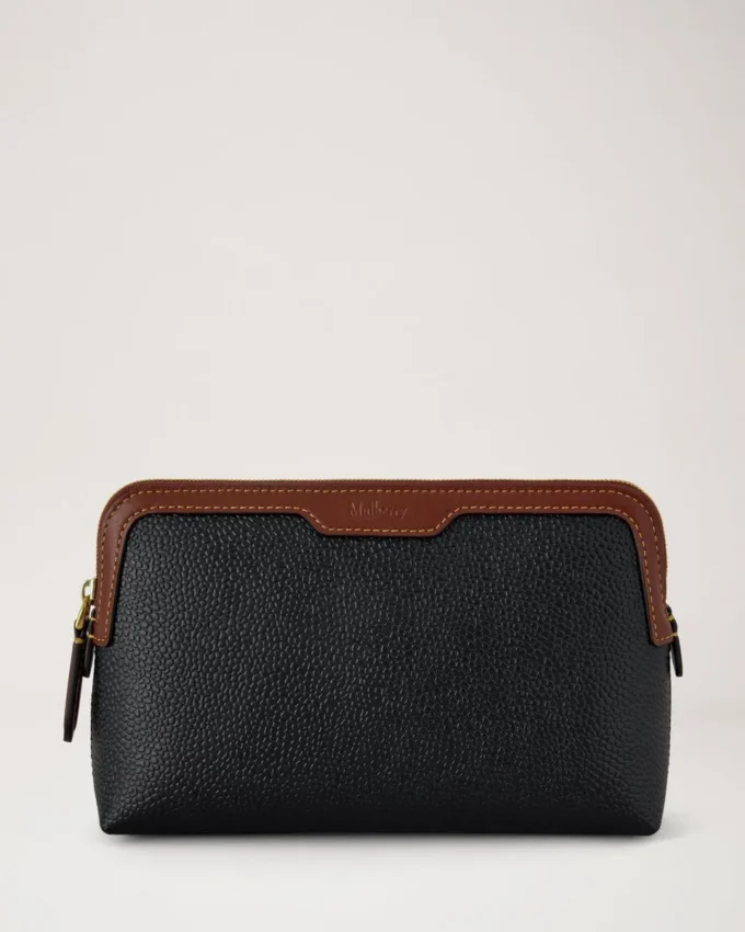 Small Cosmetic Pouch Black & Cognac Bio Based Scotchgrain Small Cosmetic Pouch Black & Cognac Bio Based Scotchgrain