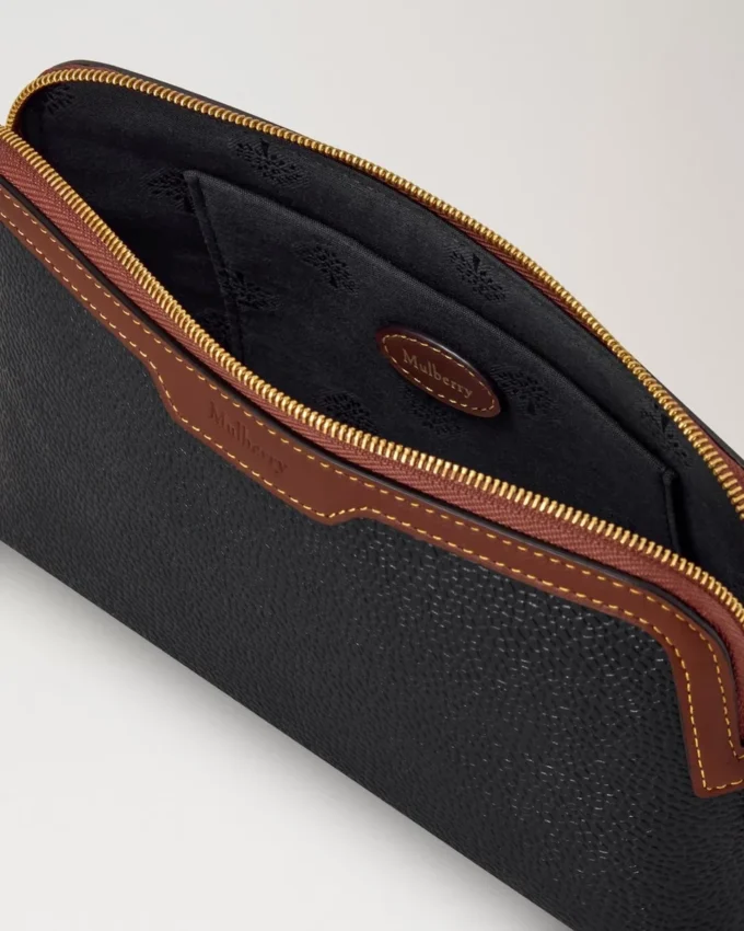 Small Cosmetic Pouch Black & Cognac Bio Based Scotchgrain Small Cosmetic Pouch Black & Cognac Bio Based Scotchgrain
