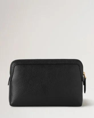 Small Cosmetic Pouch Black Small Classic Grain Women