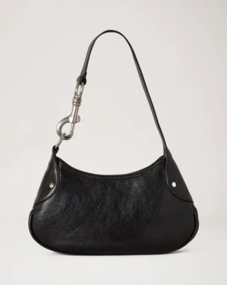 Small Hackney Shoulder Bag Black High Shine Leather