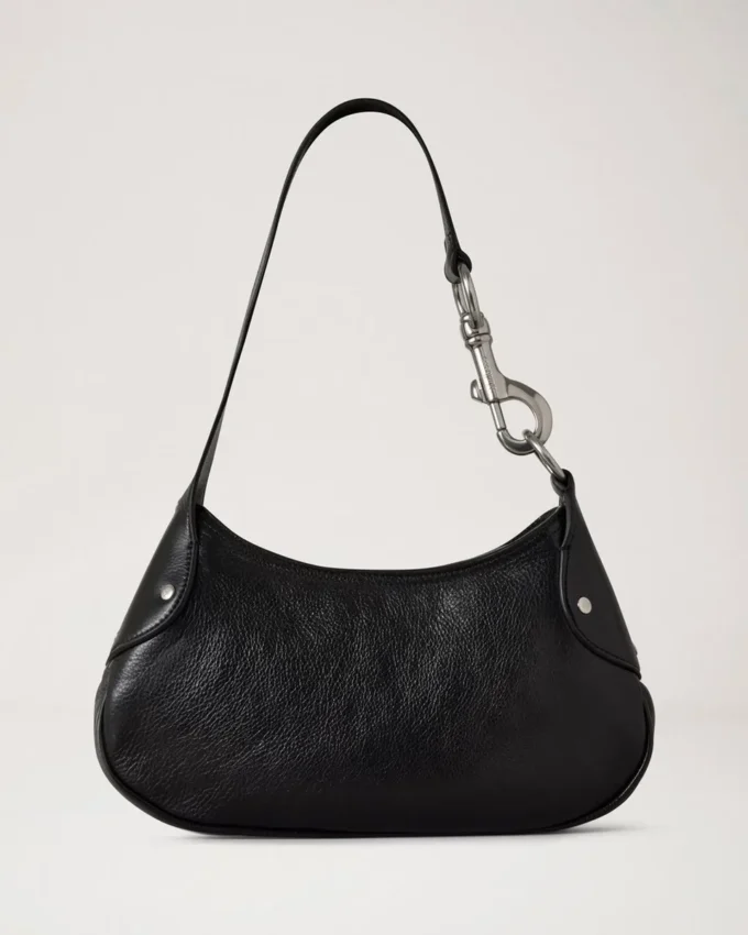 Small Hackney Shoulder Bag Black High Shine Leather Small Hackney Shoulder Bag Black High Shine Leather