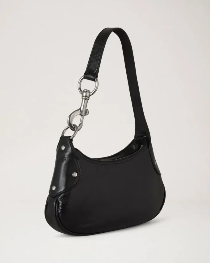 Small Hackney Shoulder Bag Black High Shine Leather Small Hackney Shoulder Bag Black High Shine Leather