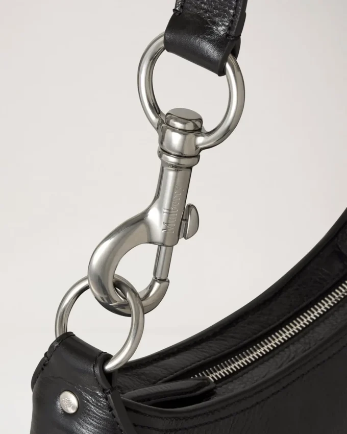 Small Hackney Shoulder Bag Black High Shine Leather Small Hackney Shoulder Bag Black High Shine Leather