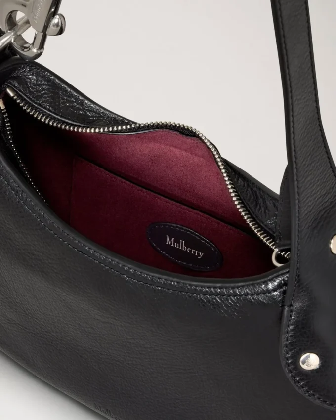 Small Hackney Shoulder Bag Black High Shine Leather Small Hackney Shoulder Bag Black High Shine Leather
