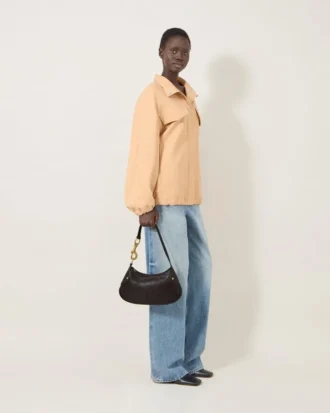 Small Hackney Shoulder Bag Ebony Shiny Buffalo Top Handle Bags