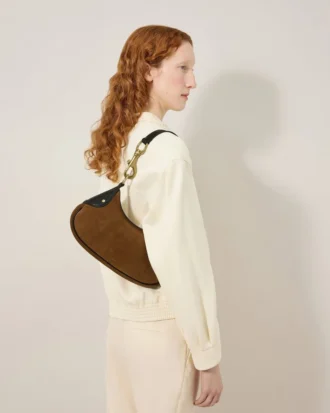 Small Hackney Shoulder Bag Vintage Oak Suede Top Handle Bags