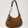 Small Hackney Shoulder Bag Vintage Oak Suede Top Handle Bags Small Hackney Shoulder Bag Vintage Oak Suede Top Handle Bags