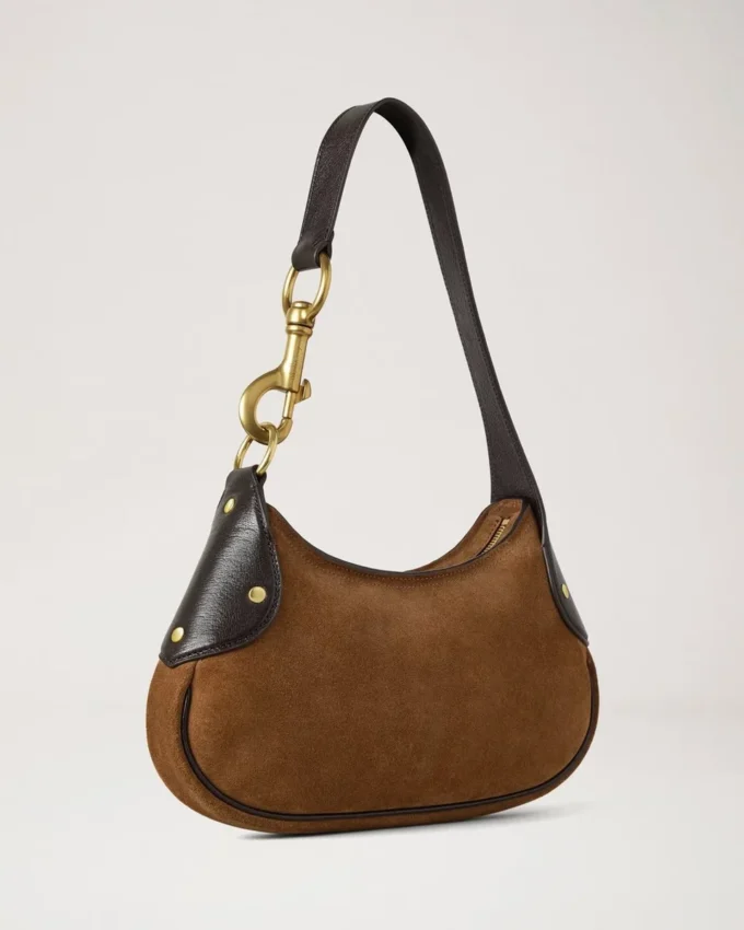 Small Hackney Shoulder Bag Vintage Oak Suede Top Handle Bags Small Hackney Shoulder Bag Vintage Oak Suede Top Handle Bags