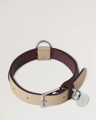 Small Leather Dog Collar Dune & Oxblood Small Classic Grain