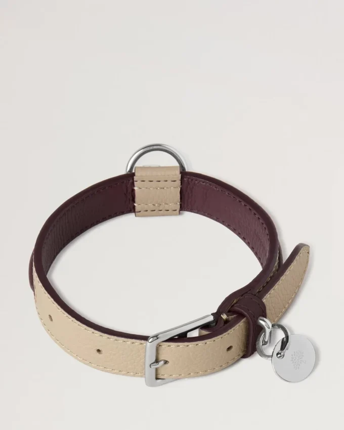Small Leather Dog Collar Dune & Oxblood Small Classic Grain Small Leather Dog Collar Dune & Oxblood Small Classic Grain