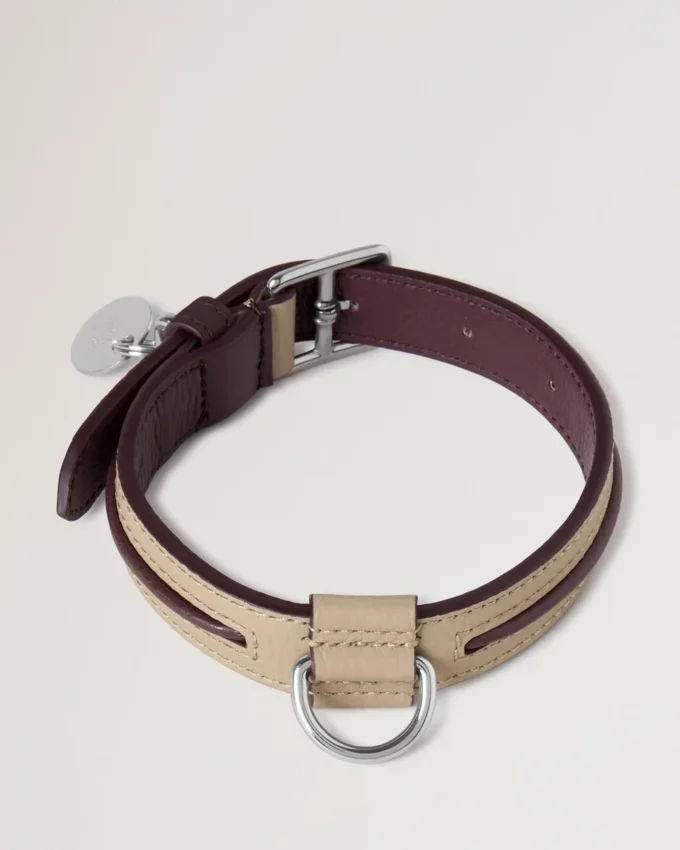 Small Leather Dog Collar Dune & Oxblood Small Classic Grain Small Leather Dog Collar Dune & Oxblood Small Classic Grain