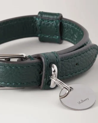 Small Leather Dog Collar Mulberry Green Small Classic Grain