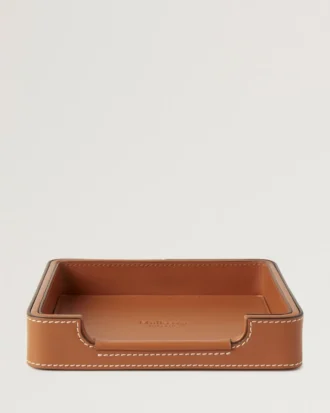 Small Leather Tray Vintage Oak Nappa Lifestyle