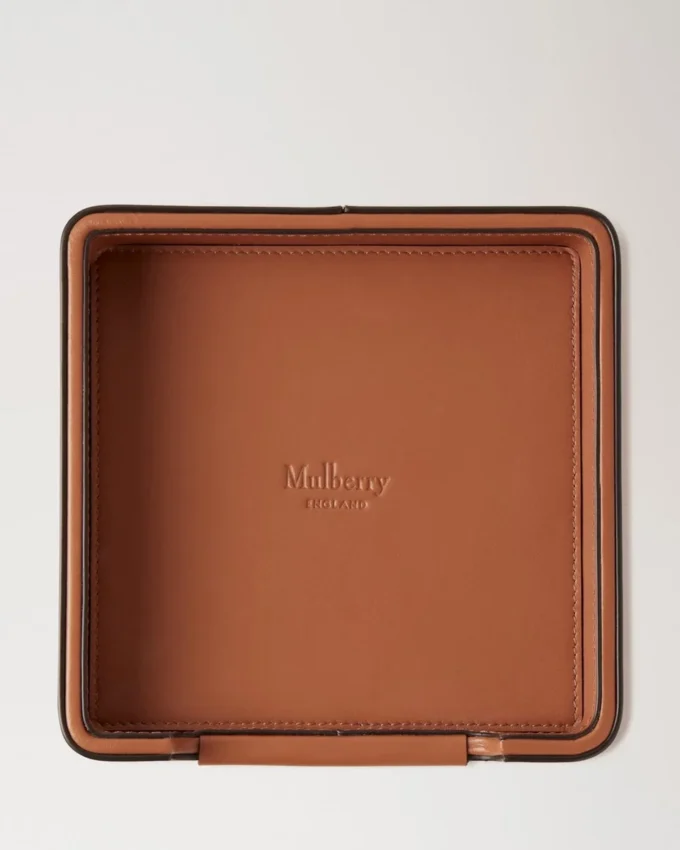 Small Leather Tray Vintage Oak Nappa Lifestyle