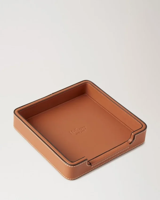 Small Leather Tray Vintage Oak Nappa Lifestyle