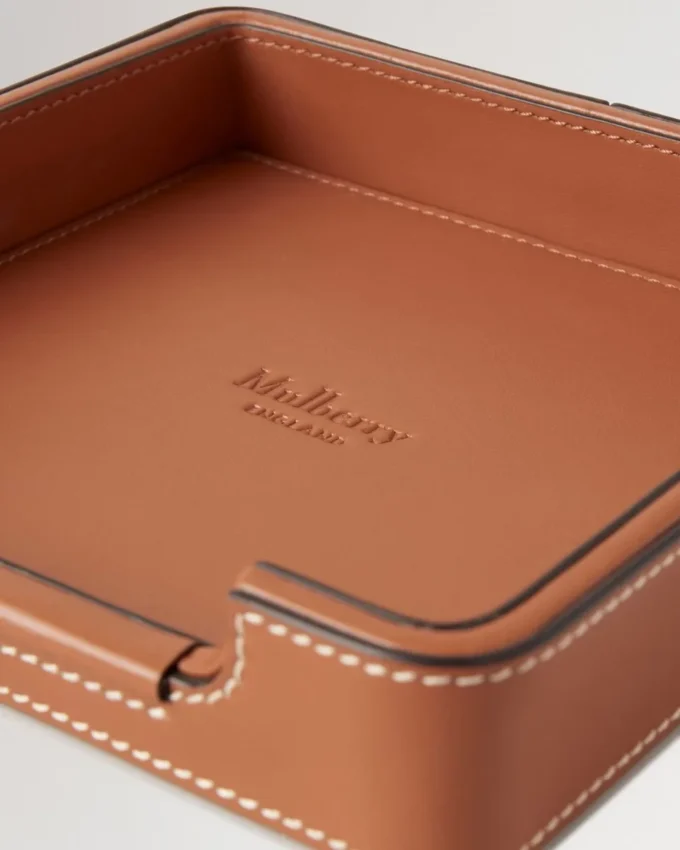 Small Leather Tray Vintage Oak Nappa Lifestyle