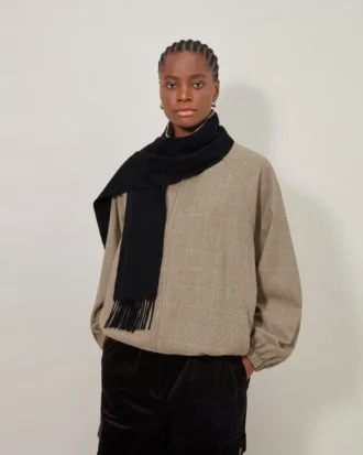 Small Solid Merino Wool Scarf Black Merino Wool
