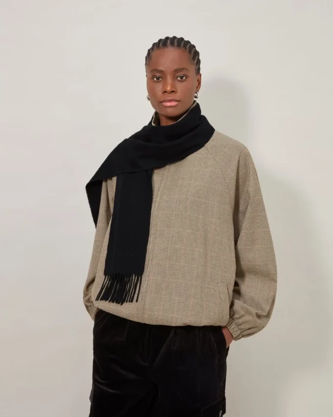Small Solid Merino Wool Scarf Black Merino Wool