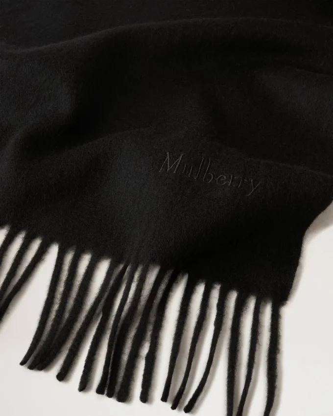 Small Solid Merino Wool Scarf Black Merino Wool