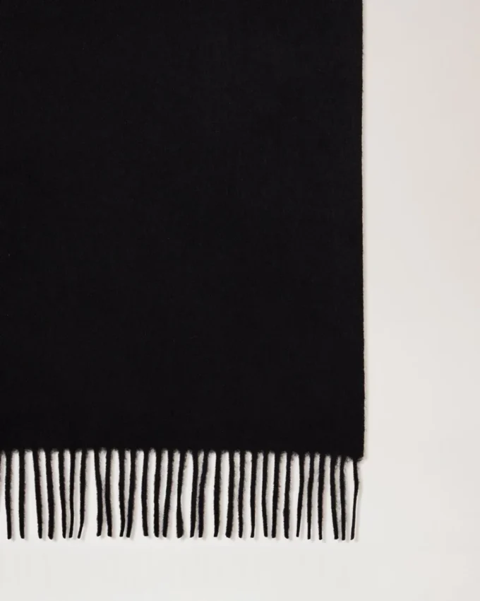 Small Solid Merino Wool Scarf Black Merino Wool