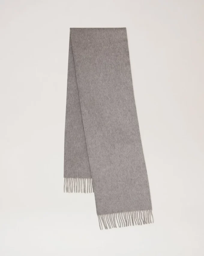 Small Solid Merino Wool Scarf Light Grey Melange Merino Wool