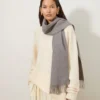 Small Solid Merino Wool Scarf Light Grey Melange Merino Wool