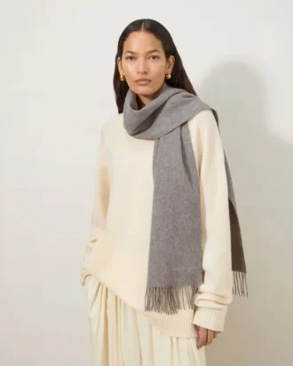 Small Solid Merino Wool Scarf Light Grey Melange Merino Wool Small Solid Merino Wool Scarf Light Grey Melange Merino Wool