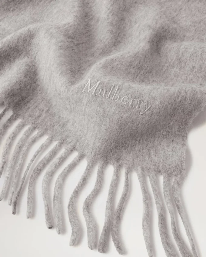 Small Solid Merino Wool Scarf Light Grey Melange Merino Wool