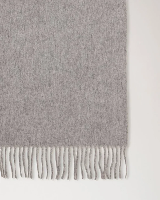 Small Solid Merino Wool Scarf Light Grey Melange Merino Wool