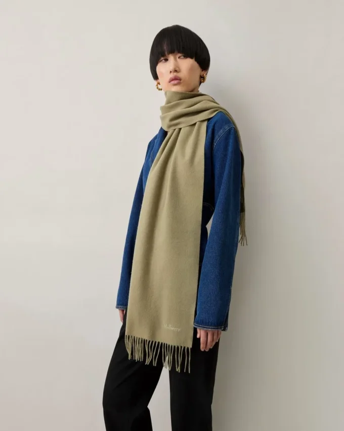 Small Solid Merino Wool Scarf Linen Green Merino Wool Small Solid Merino Wool Scarf Linen Green Merino Wool