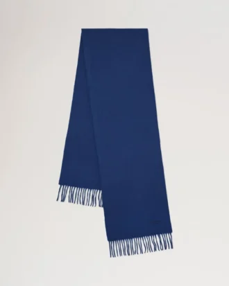 Small Solid Merino Wool Scarf Stormy Blue Merino Wool