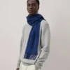 Small Solid Merino Wool Scarf Stormy Blue Merino Wool